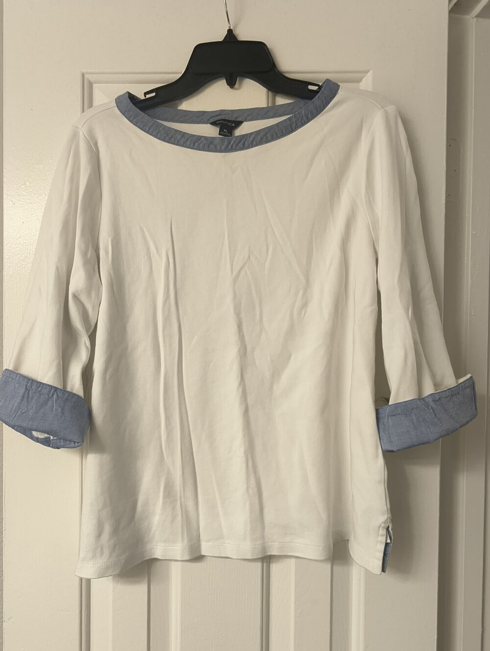 Nautica White & Blue Cotton Top – Size XL